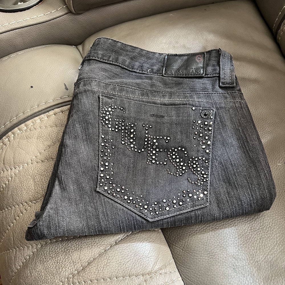 Guess Jeans size 31 Stretch with black and silver stone gems